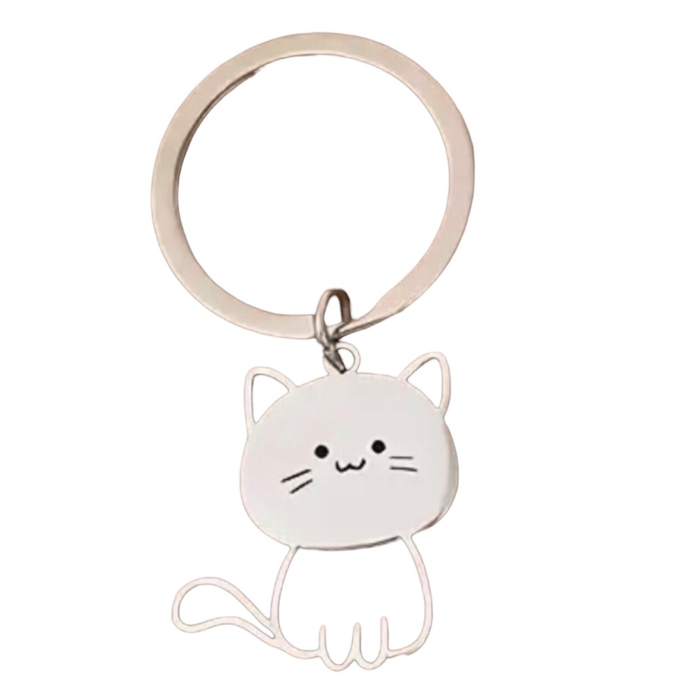 Kitty Cat Silver-Tone Keychain / Key Ring